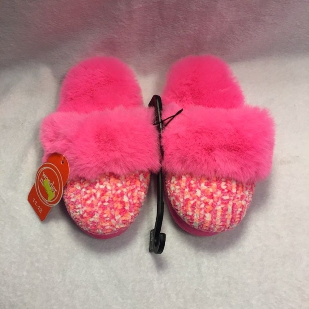 New girls Slippers 11/12 non Slip Pink Girly Sparkly